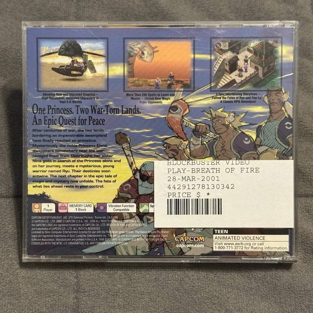 Breath of Fire IV 4 (Sony PlayStation 1, 2000) PS1 Capcom RPG, CIB Complete